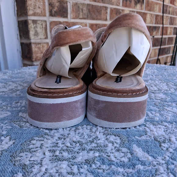 Zara Tan Velvet Slingback Platform Shoes - Picture 6 of 15